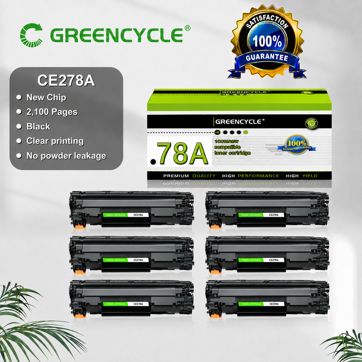 6PK Black CE278A 78A Toner Cartridge Fits for HP Laserjet P1566 P1606dn M1536dnf