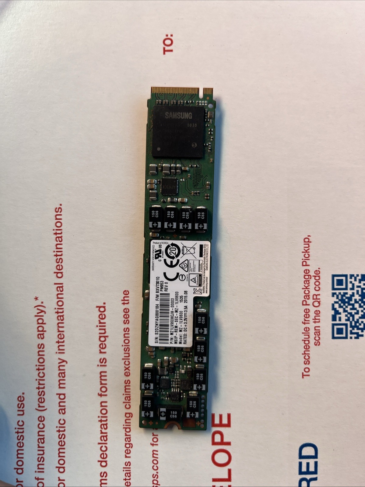 Genuine 960GB Samsung PM953 M.2 PCIe Gen3 x4 Dell Enterprise SSD