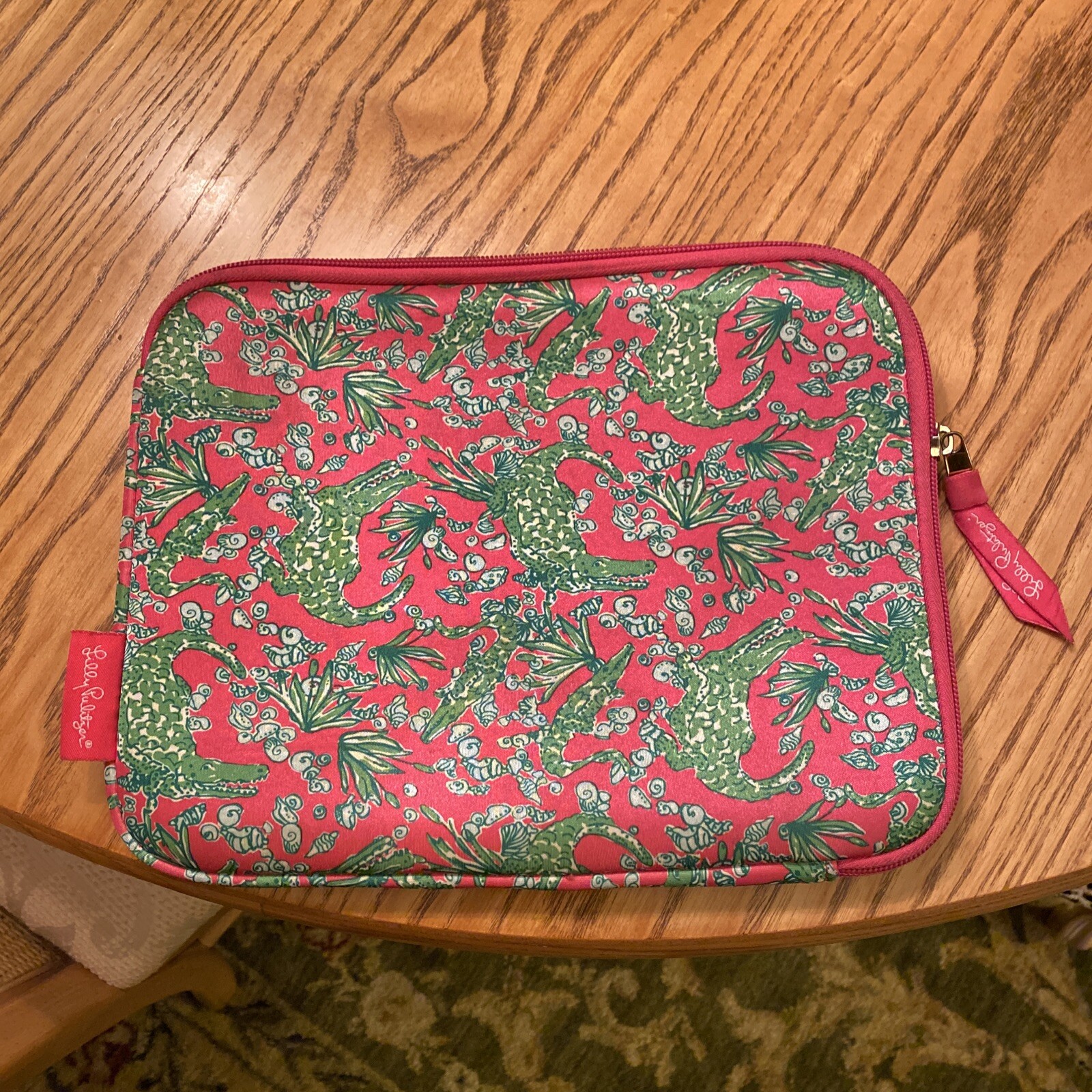 Lilly Pulitzer iPad Tablet Sleeve Case Zip Pink Green See you Later Alligator