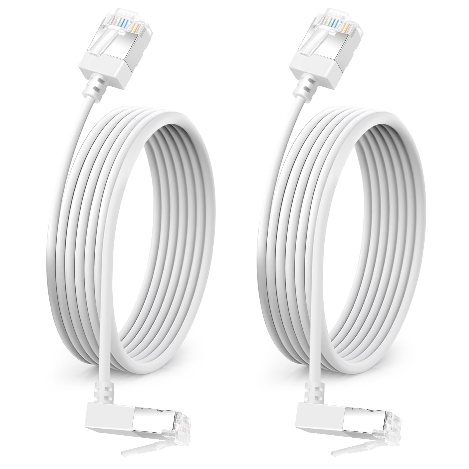 90° Downward Angled Cat 6A Ethernet Ultra Slim Cable 1.6 Feet 2Pack,Flexible ...