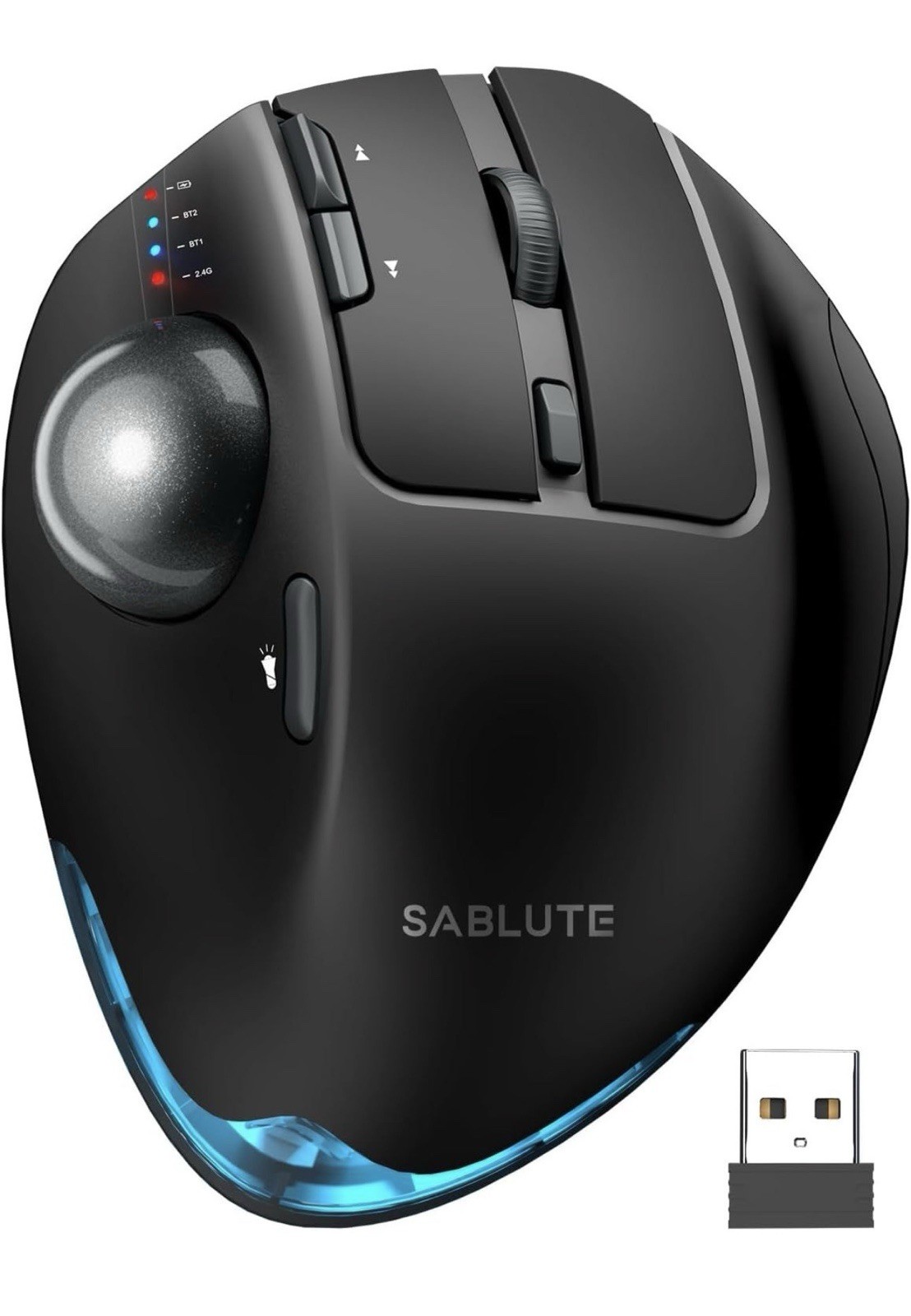 SABLUTE MAM1 Pro Ergonomic Wireless Trackball Mouse 0/18° Angle Bluetooth
