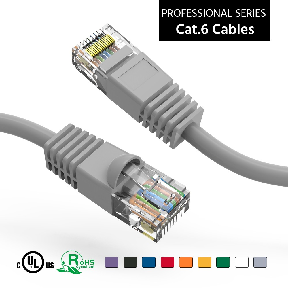 15 Pack of 50Ft CAT6 UTP Ethernet Network Booted Cable 10-100 Feet Gray