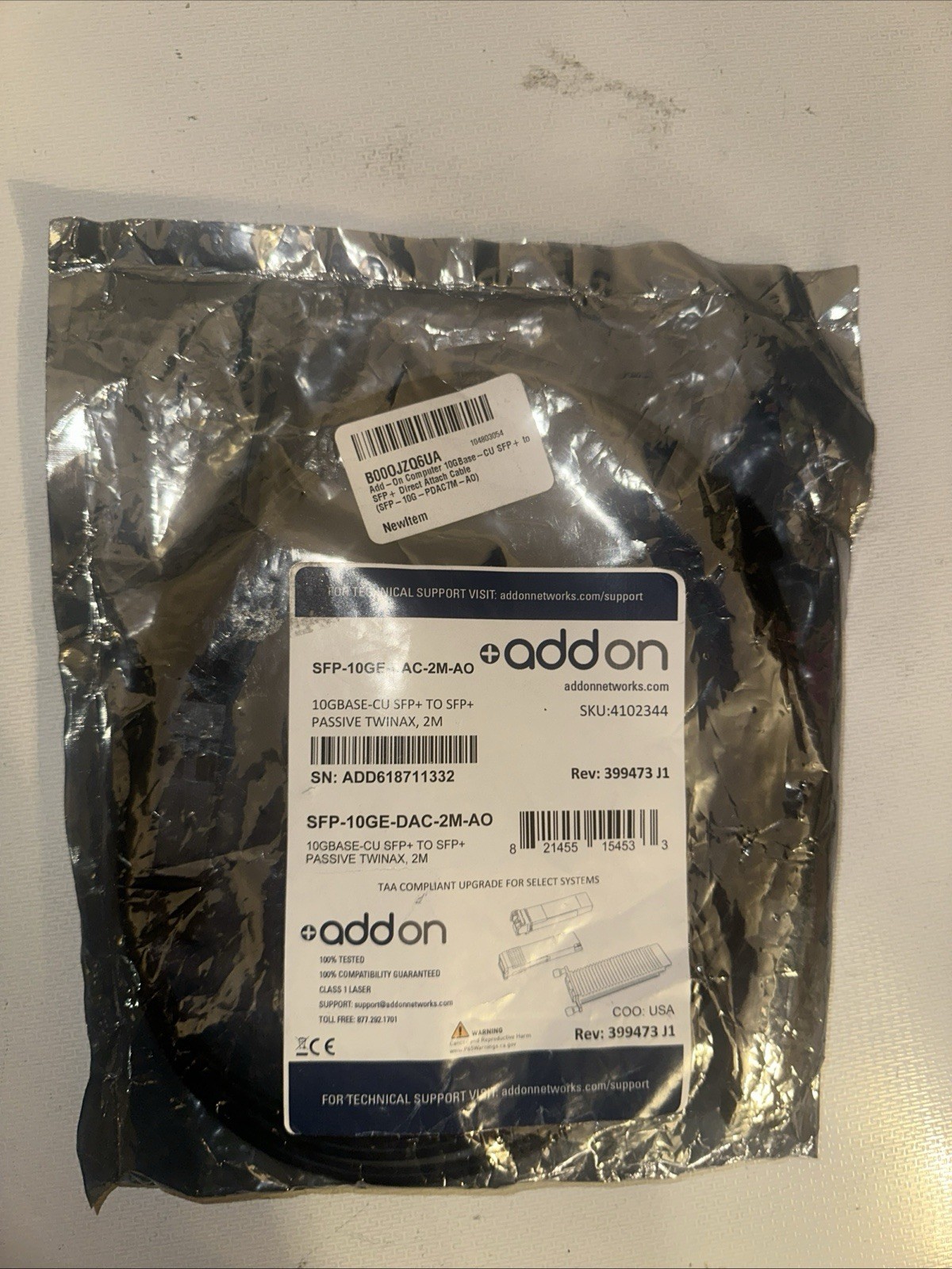 AddOn DAC-SFP-10G-2M-AO 10GBase-CU SFP+ Cable Passive Twinax, 2m