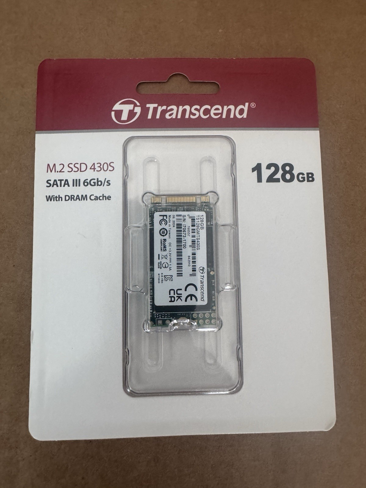 Transcend MTS430S 128GB M.2 2242 SATA III B+M Key, 3D TLC, with Dram, Bis zu 560