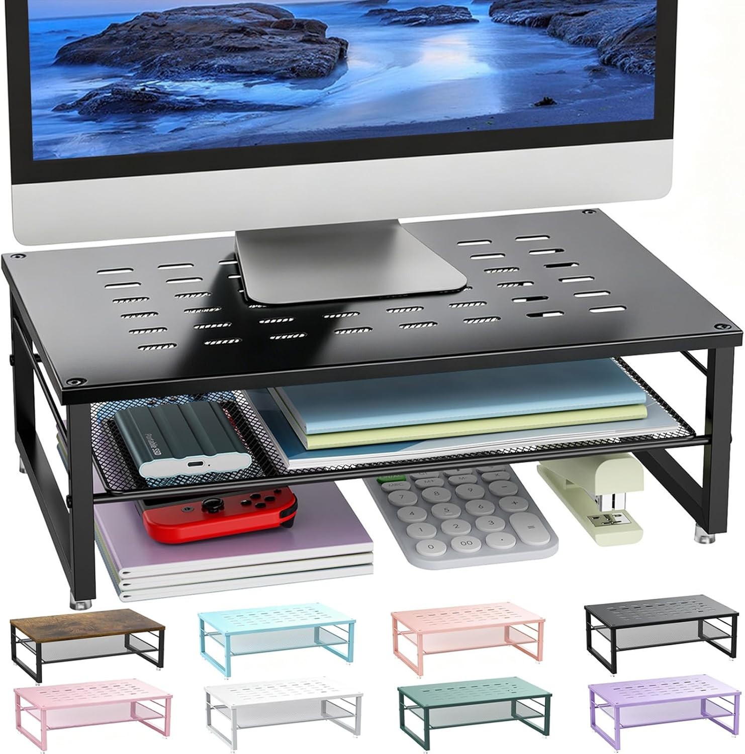 2-Tier Metal Monitor Stand Riser