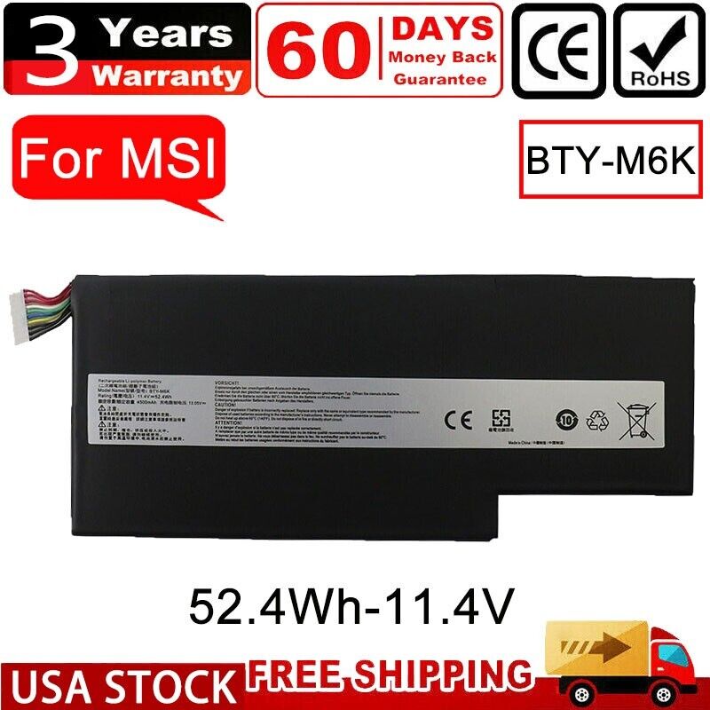 BTY-M6K Battery For MSI GS63VR 7RG Stealth Pro GF63 Thin 8RB 8RC 8RD 9SC 9SCXR