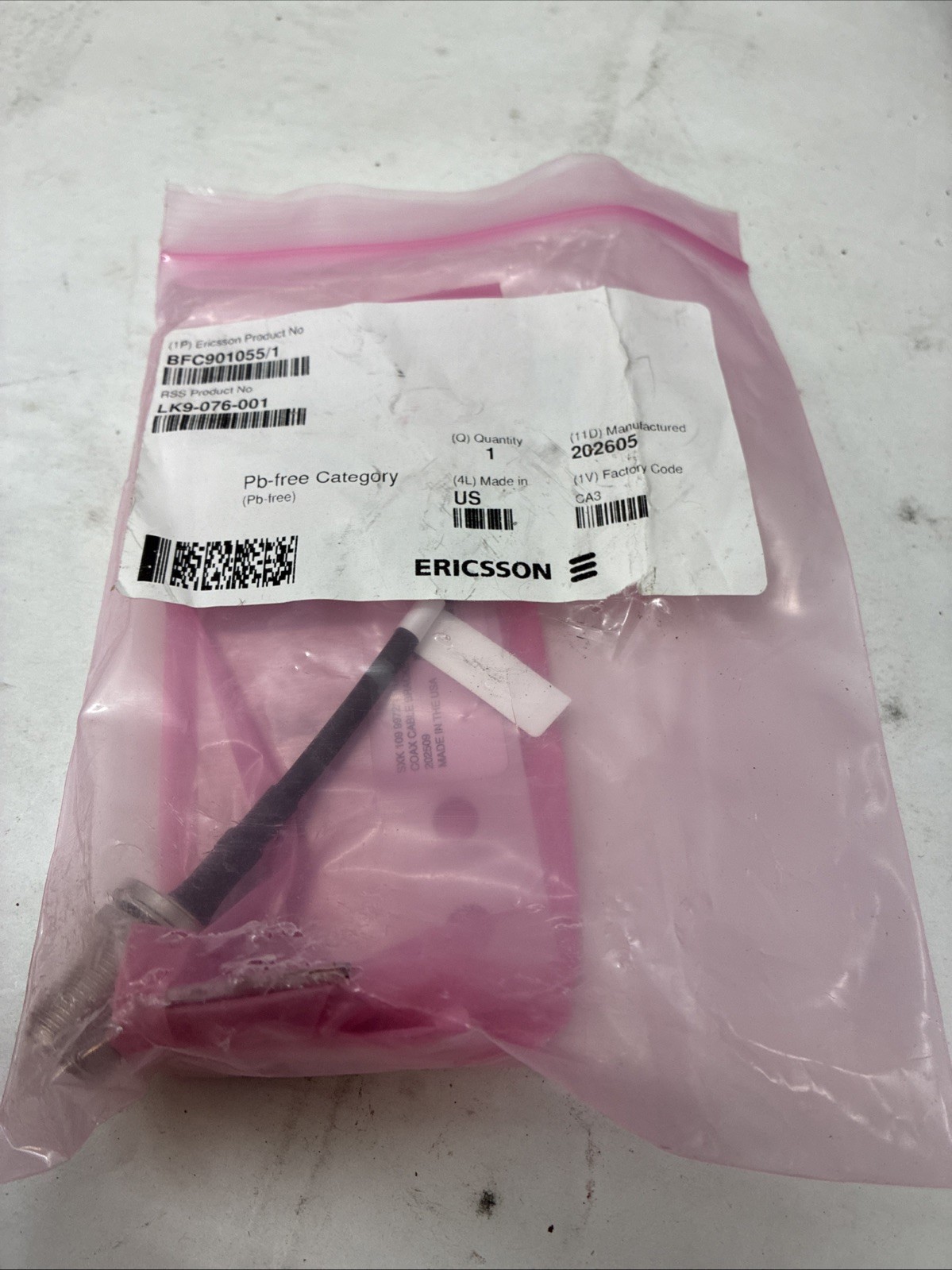 BFC901055/1 ERICSSON RBS 6601 GPS KIT, MNTG BRKT & COAXIAL CABLE LK9-076-001