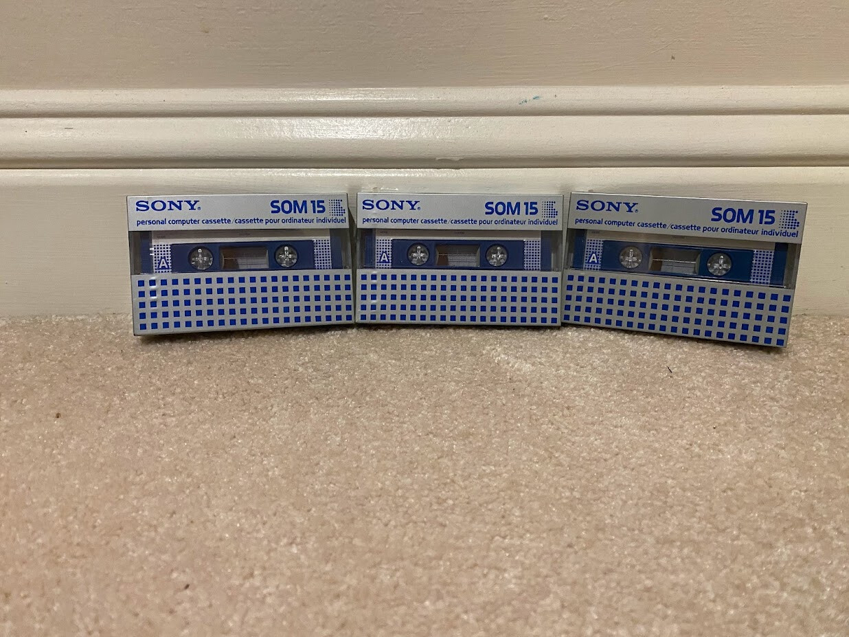 3 Lot New ALL SEALED Vintage Sony Personal Computer Cassette SOM-15 