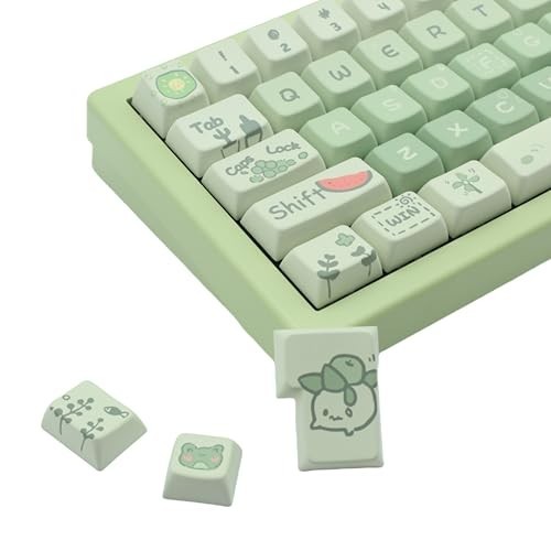148 Keycap Set Green Frog MDA Profile PBT Keycaps for Mechanical Keyboard