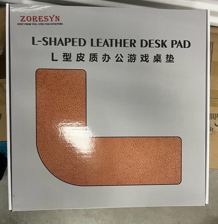 L-Shaped Desk Pad, Black PU Leather Corner Desk Mat, Gaming Mouse Pad