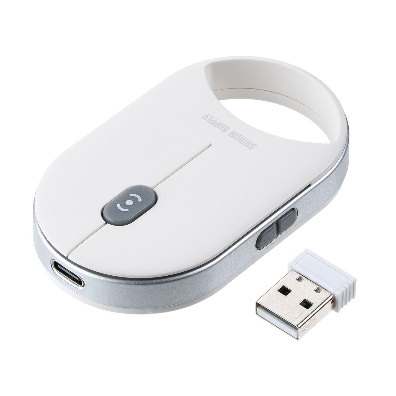 Sanwa Direct Bluetooth Mouse, Ultra-Compact, 5-Button Multi-Pairing, White