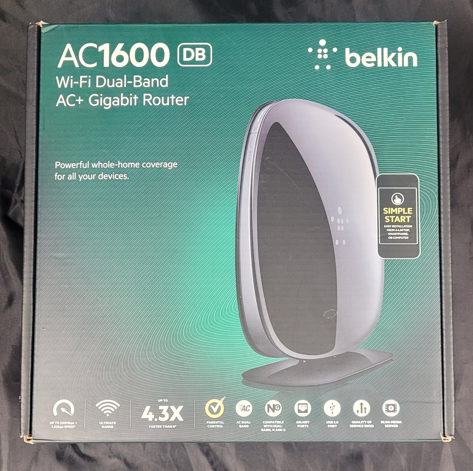 Belkin Ac1600 Mbps 4 Port 1000 Mbps Wireless Router (F9K1119)