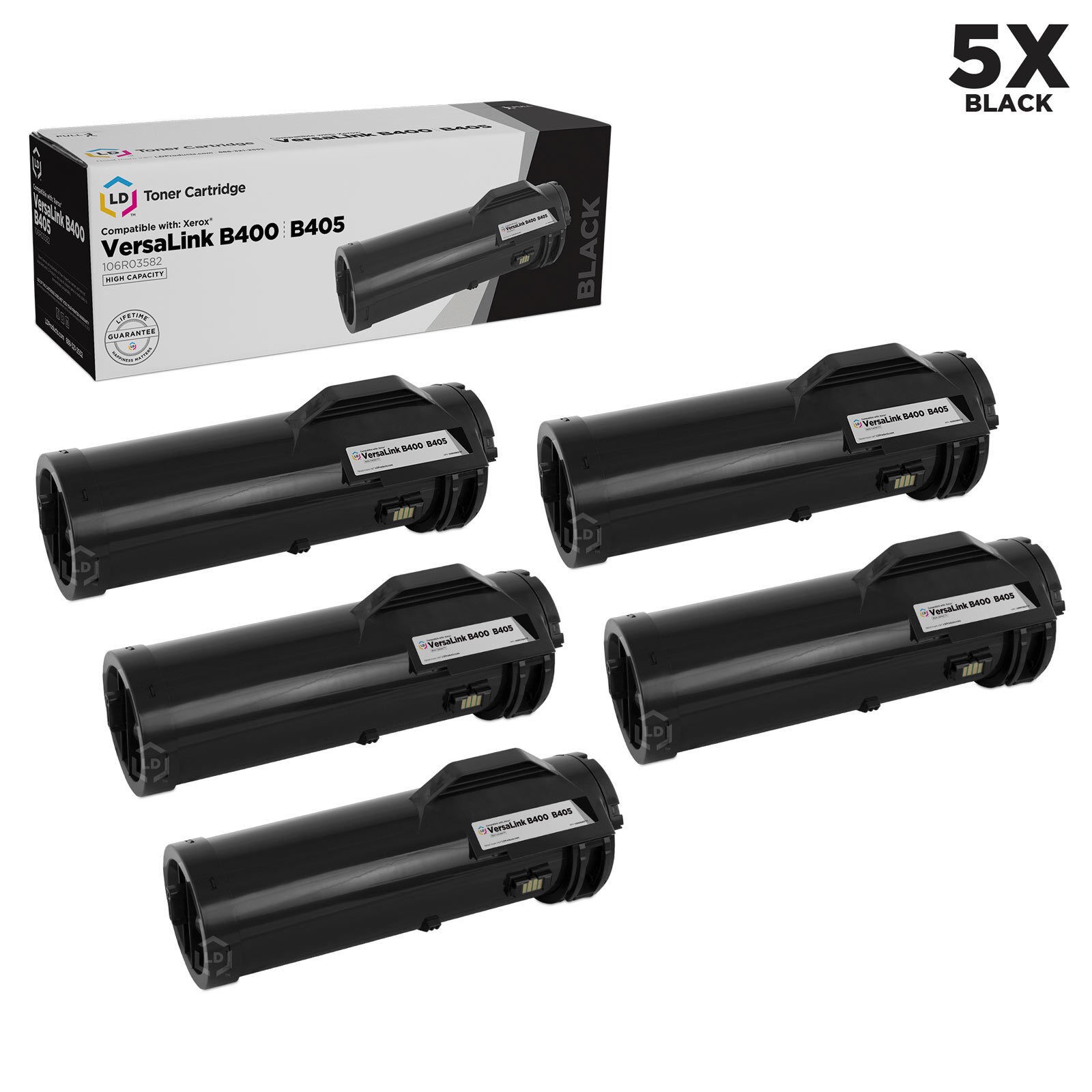 LD Compatible Xerox 106R03582 High Yield Black Toner 5PK for VersaLink B400/B405