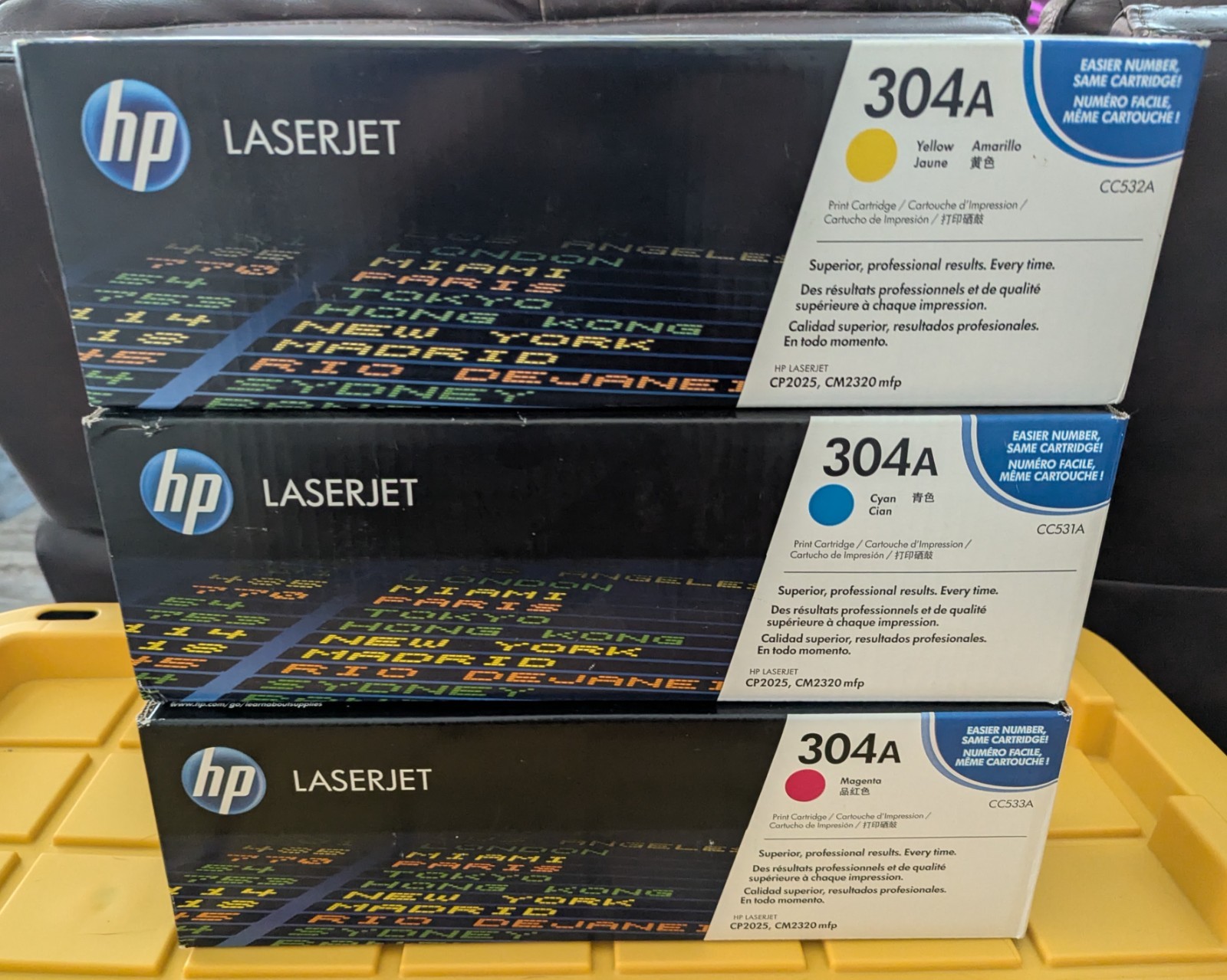 Genuine HP 304A CYM Toner Cartridges CC531A CC532A CC533A New
