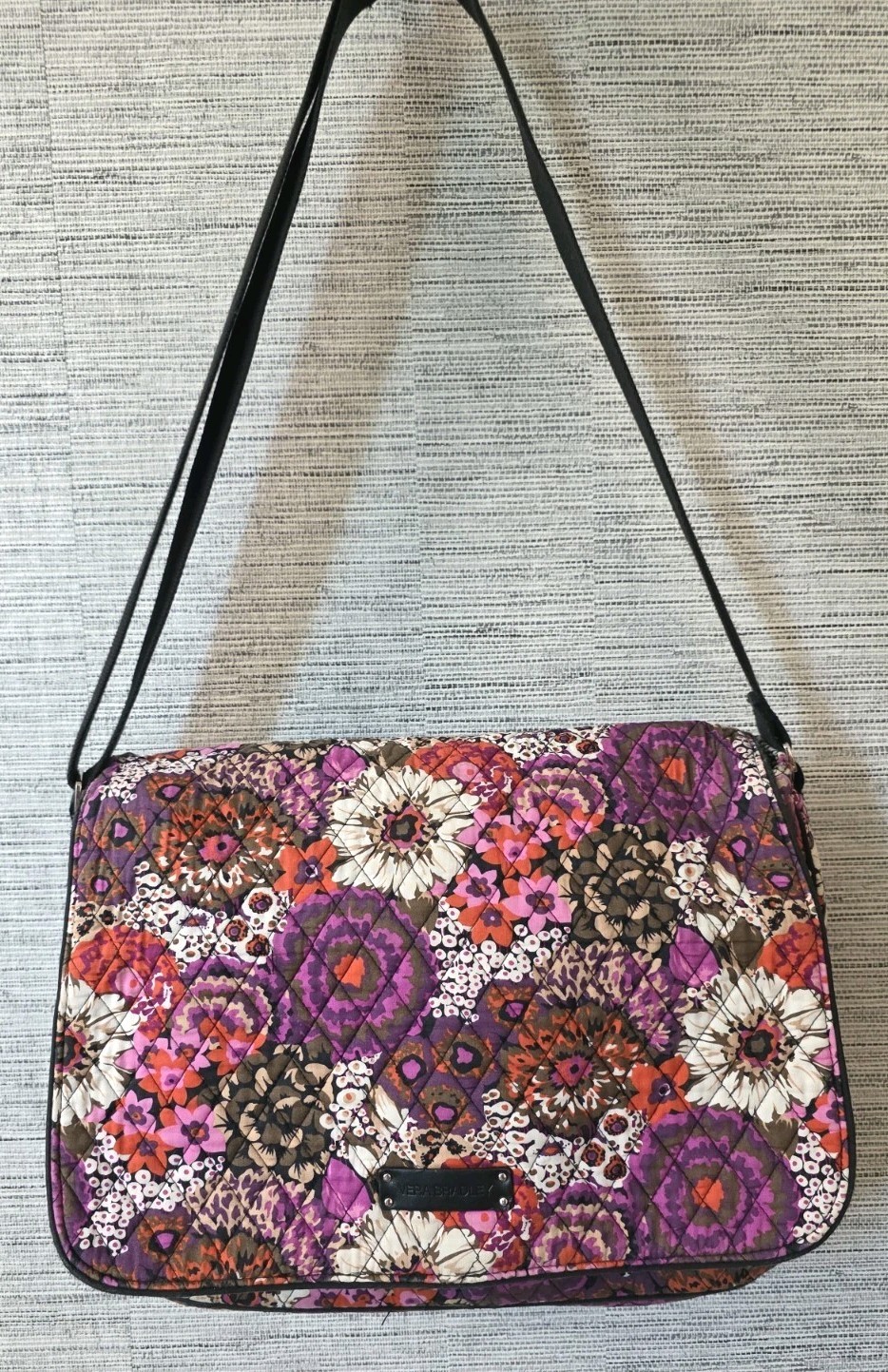 Vera Bradley Portobello Road Laptop Messenger Computer Tote Bag Quilted Retired 