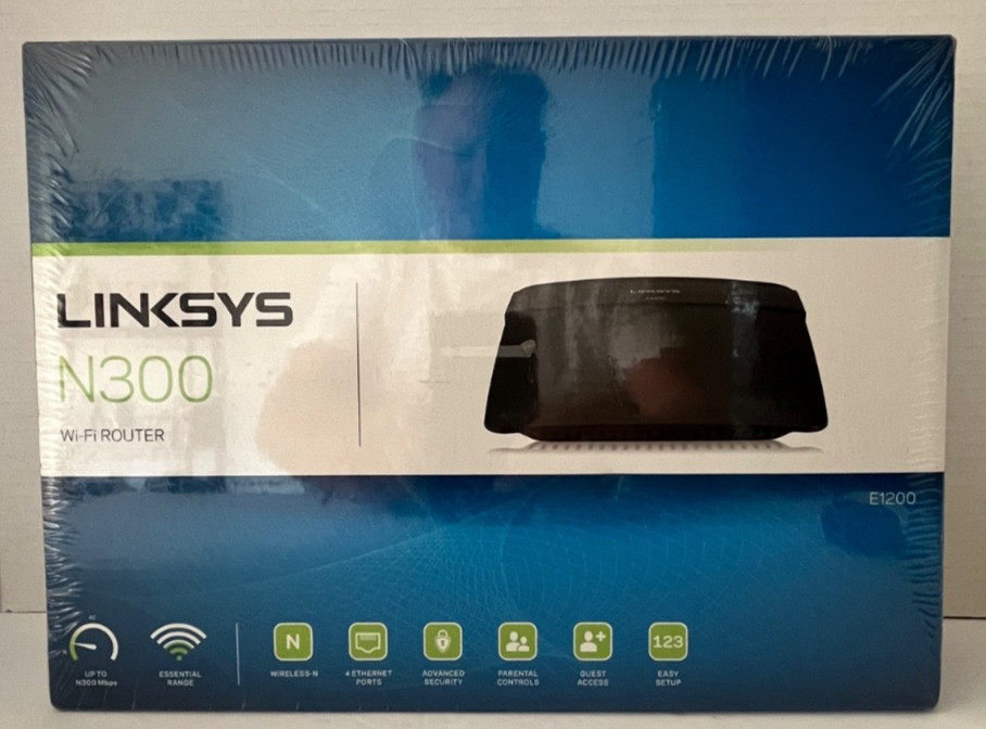 Linksys N300 Wi-Fi Router Model E1200 Speeds 300Mbps 4 Ethernet Ports NEW Sealed
