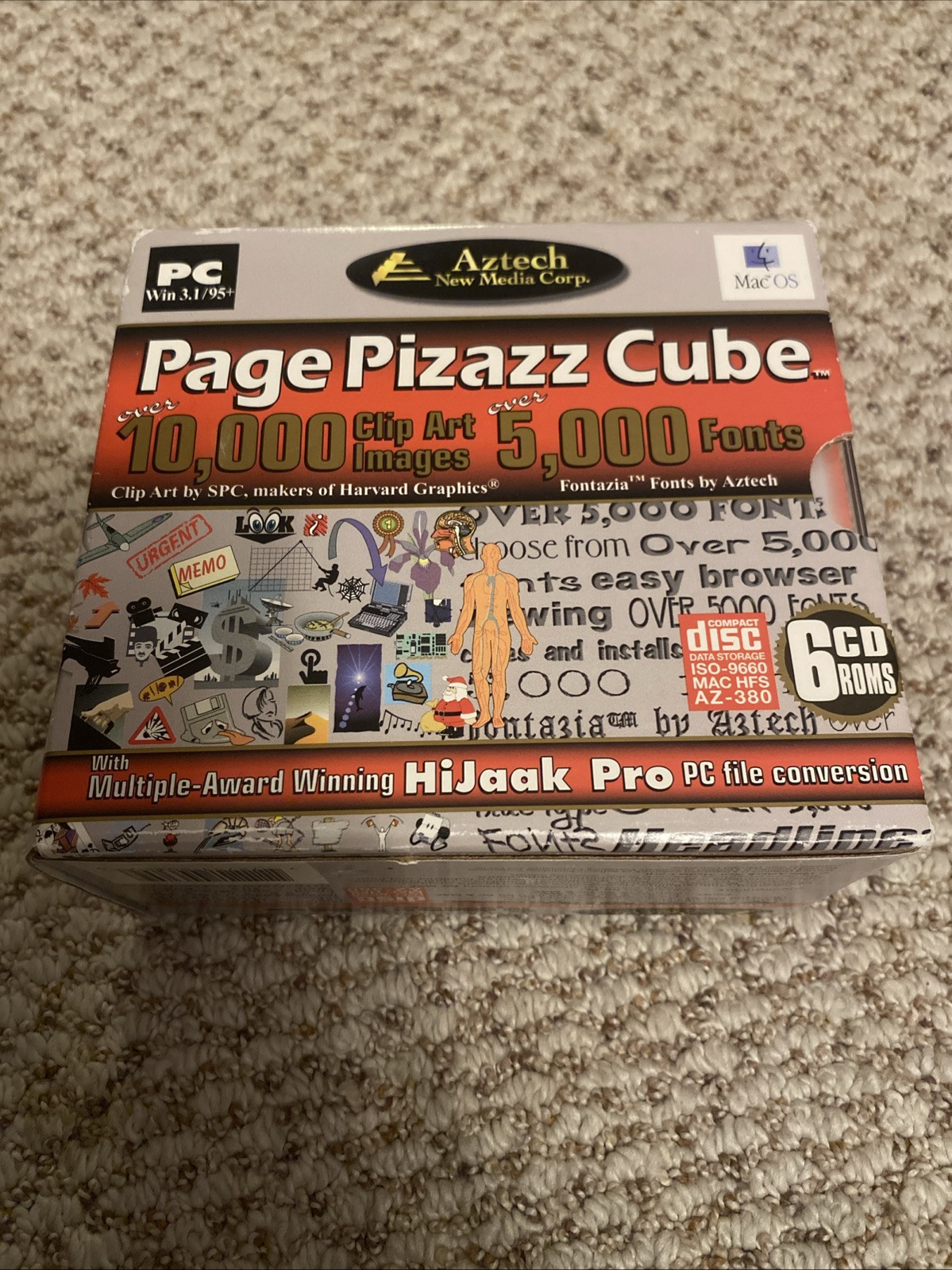 Page Pizazz Cube Over 10,000 Clip Art Images, 5,000 Fonts Box Set 6 CD for PC