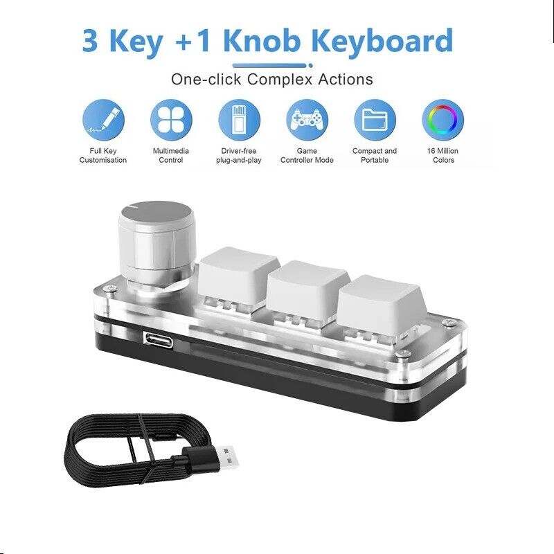 USB Mechanical Keyboard Gamer 3Keys Macro Custom Keyboard RGB Gaming Custom Prog