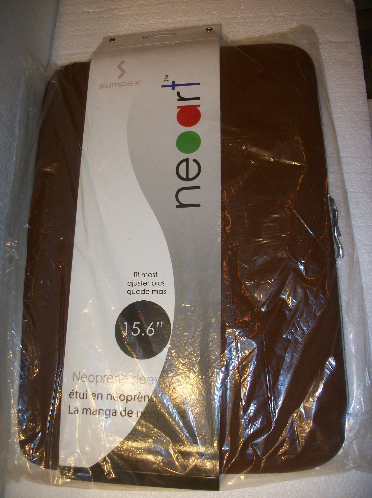 SUMDEX Neoart Neoprene Courier Sleeve BROWN Zippered Fits 15.6" Notebook Laptop 