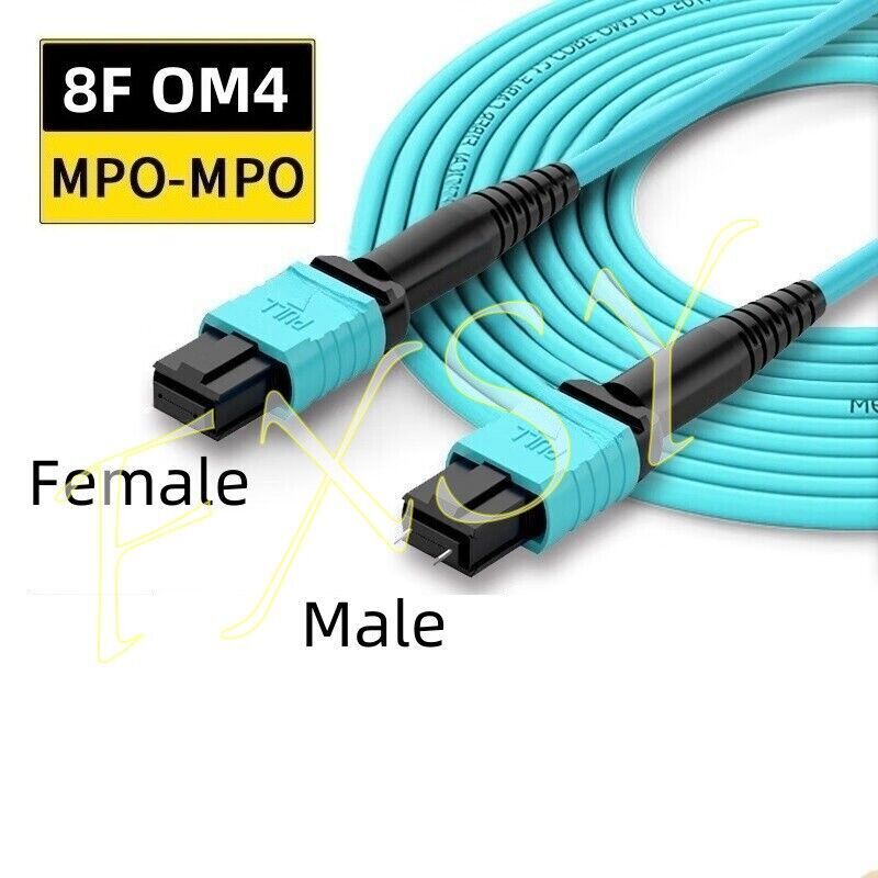 1-100M MPO Male to MPO Female OM4 Fiber Optical Patch Cord Cable 8|12F MTP lot