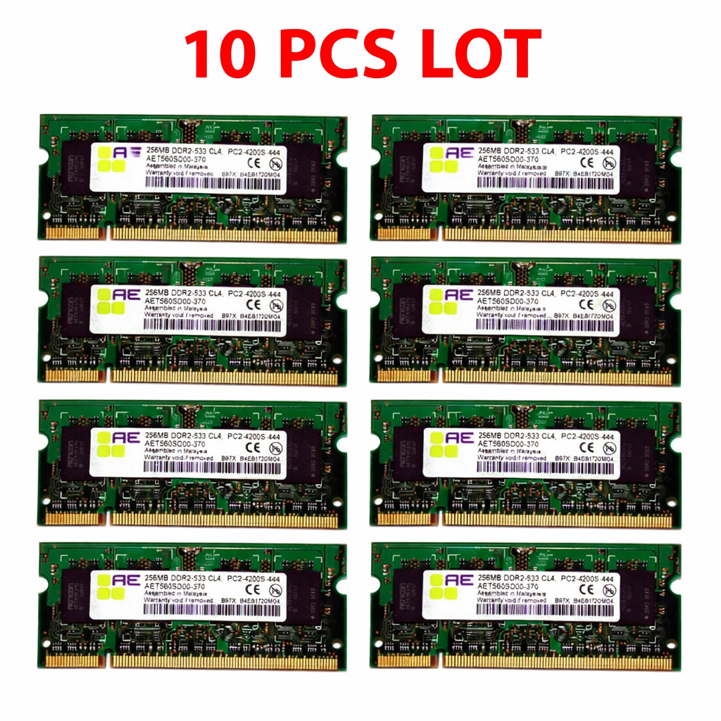 10PCS Aeneon 256MB DDR2 533MHz PC2-4200 SODIMM Laptop Memory RAM