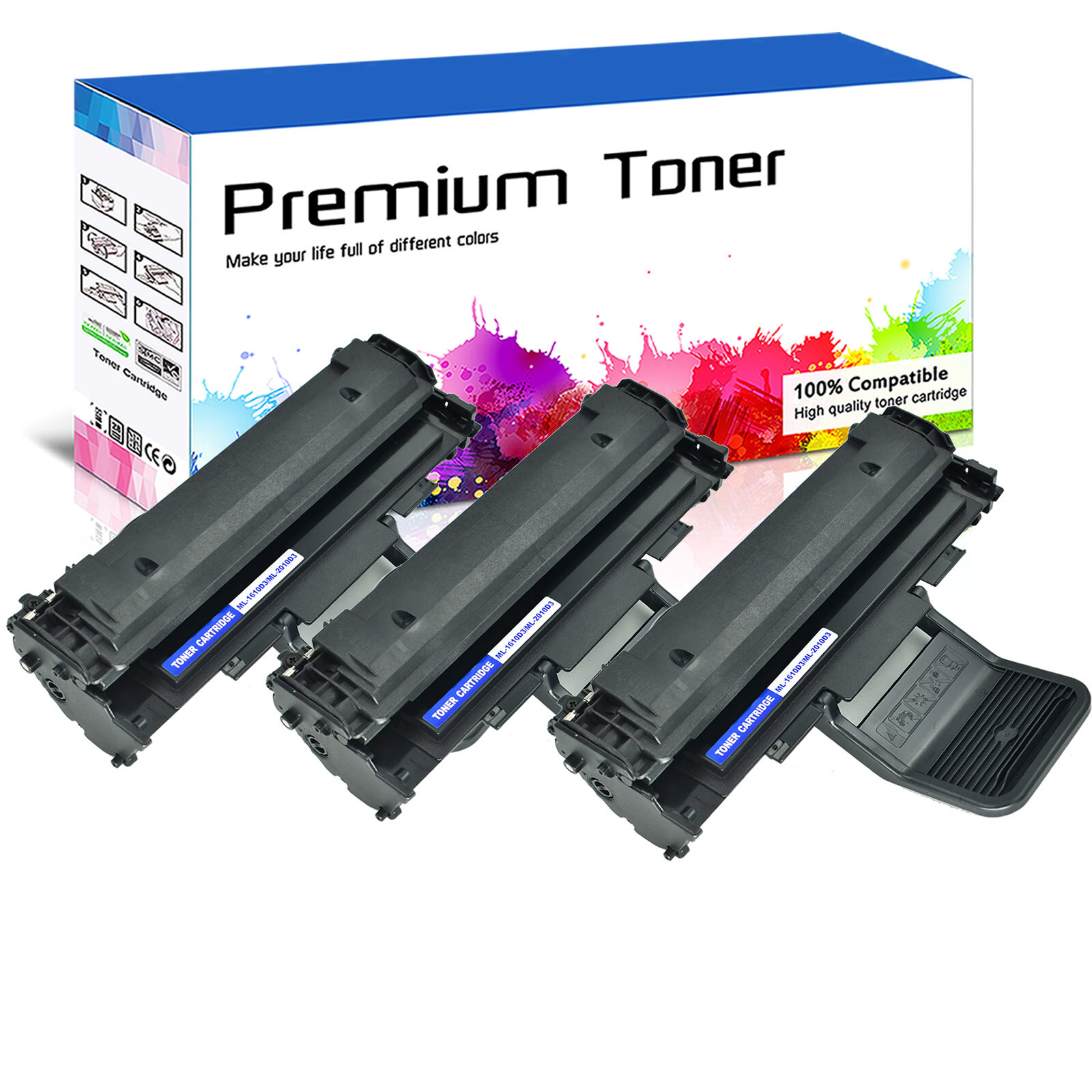 3PK Black ML1610 ML-2010 Toner Cartridge for Samsung ML-2510 ML-2570 ML-2571N