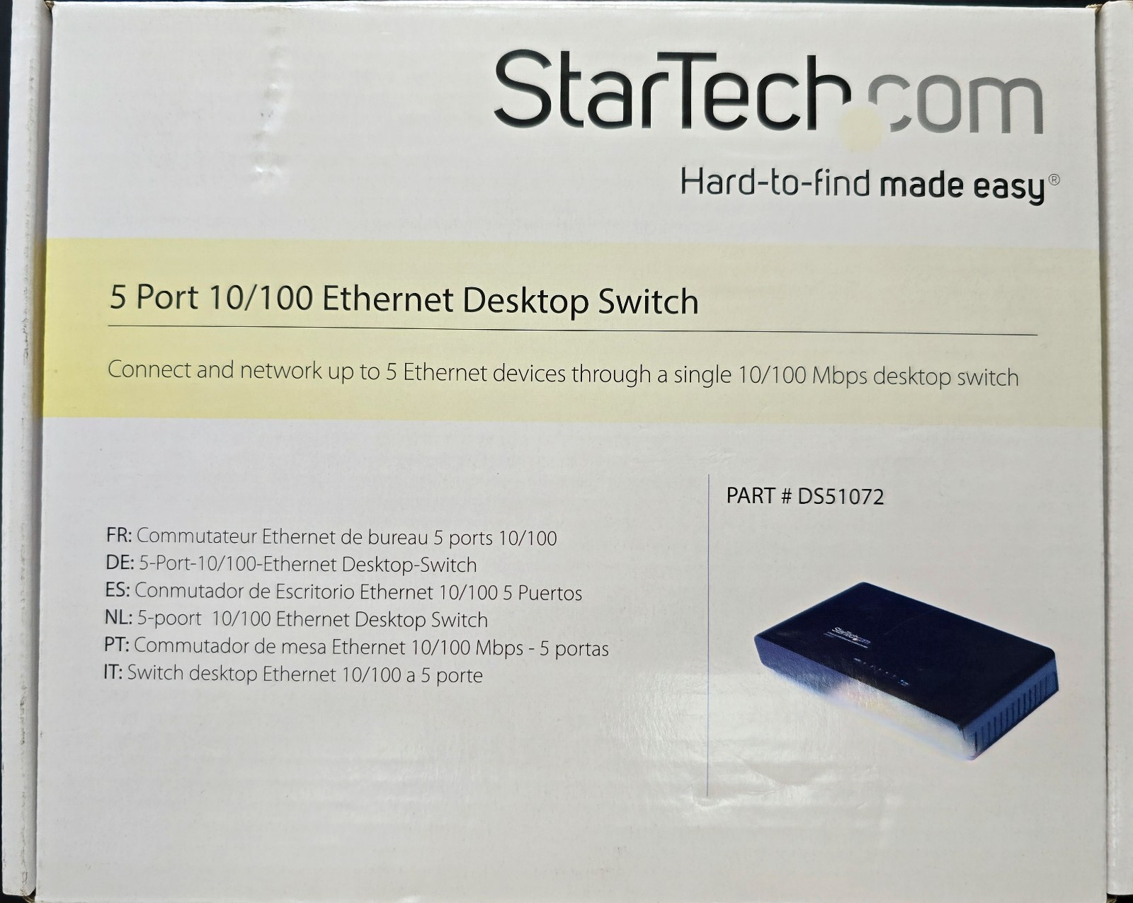 New in Box - StarTech 5-Port 10/100Mbps Ethernet Desktop Switch DS51072