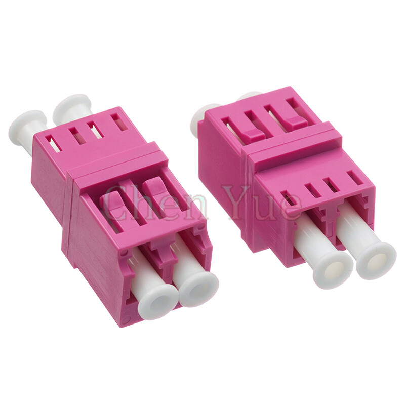 50pcs Fiber LC UPC MM OM4 Duplex Ordinary Adapter Optical Fiber Connector Flange