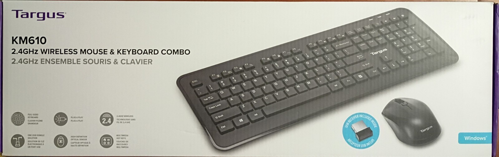 Targus KM610 2.4 GHz Wireless Keyboard & Mouse Combo USB Receiver Included New