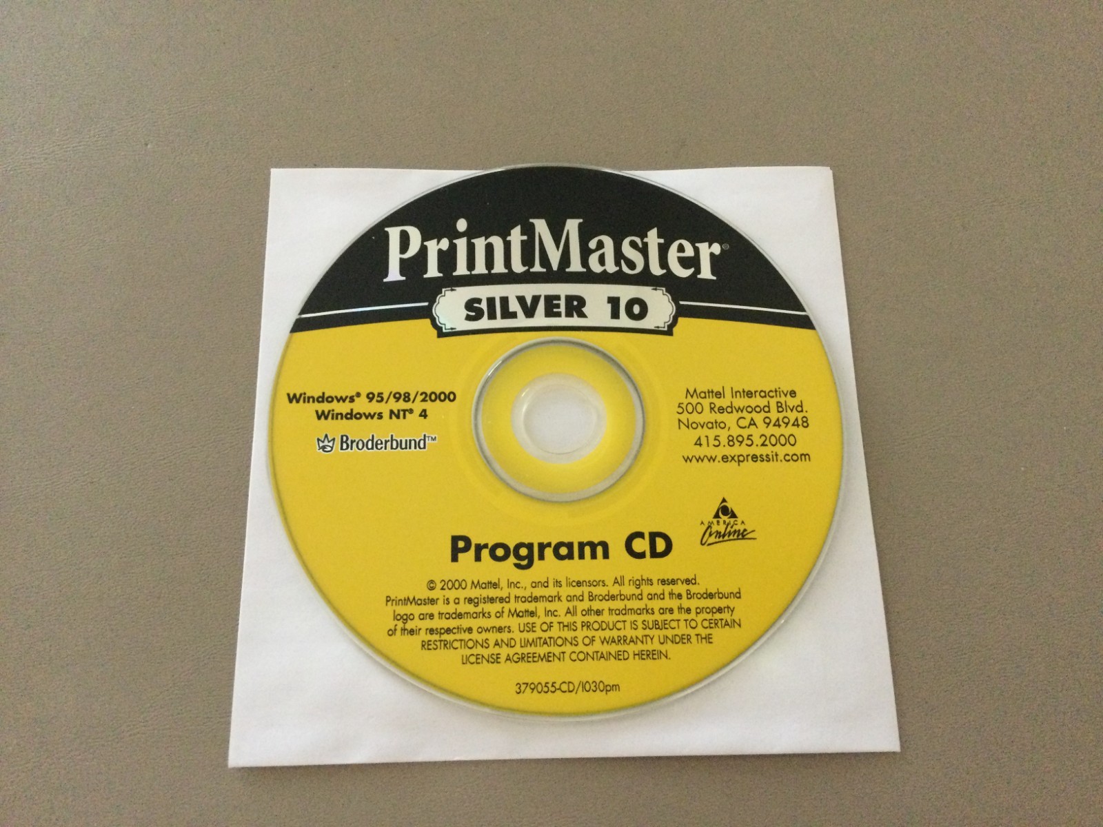 Broderbund-Print Master-Silver 10/CD Disk Only/No Tracking/Free Shipping