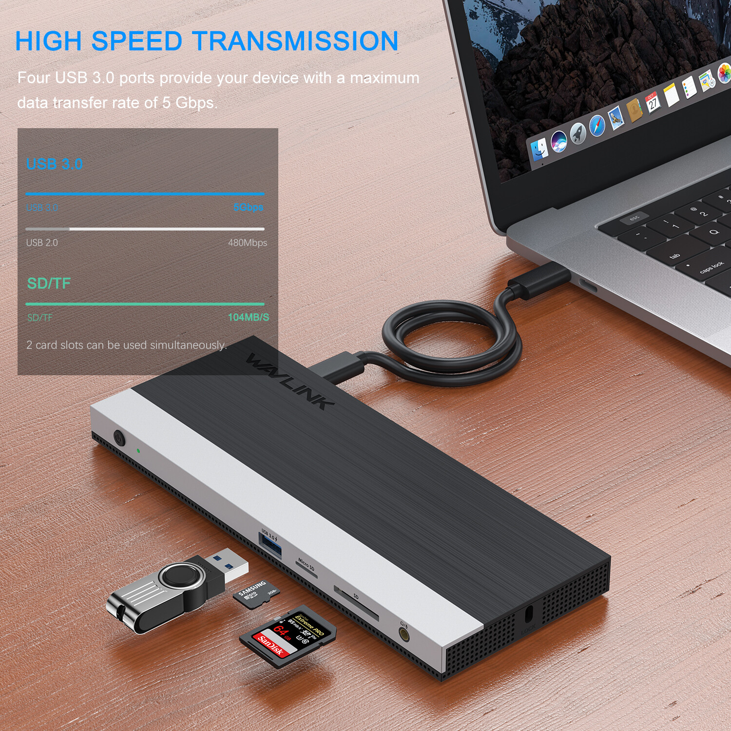 13 in 1 USB 3.0 100W PD Charge USB-C 4K Dual Docking Station Triple Dsiplay HDMI