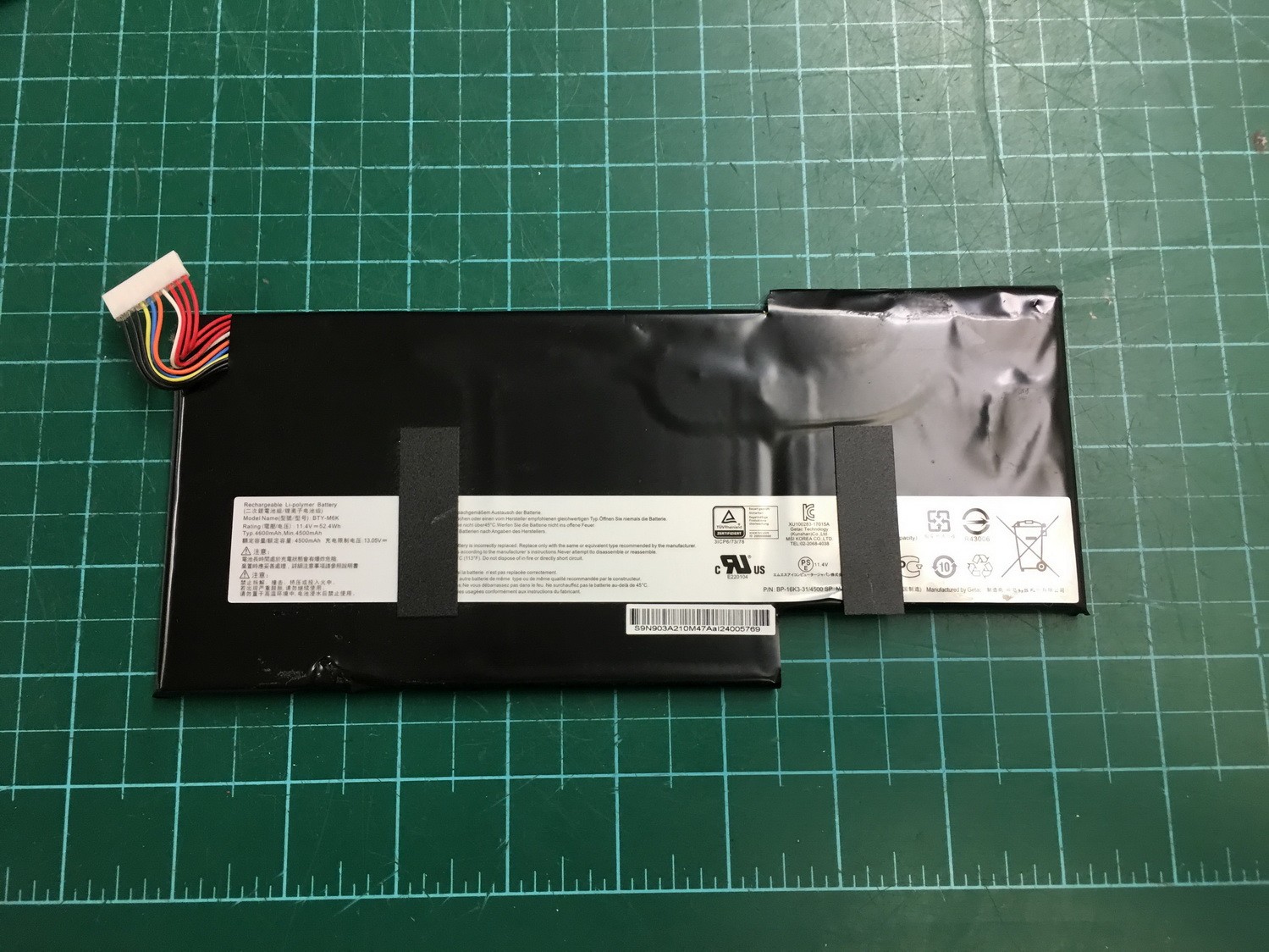 Genuine MSI GF63 GF75 Laptop Battery 11.4V 52.4Wh 4500mAh BTY-M6K