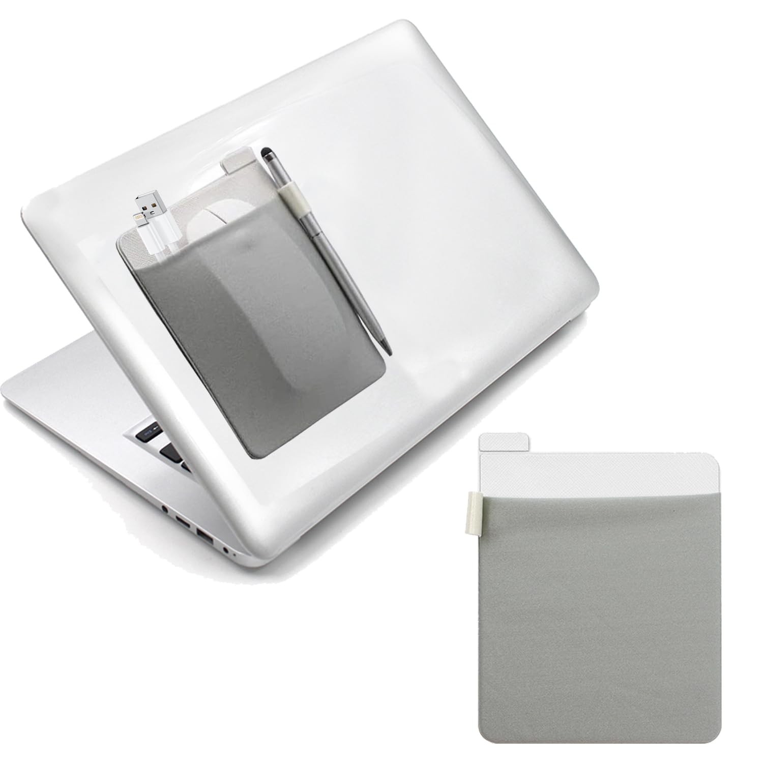 Portable External Hard Drive Case Sleeve Laptop Adhesive Stick On Pouch Bag