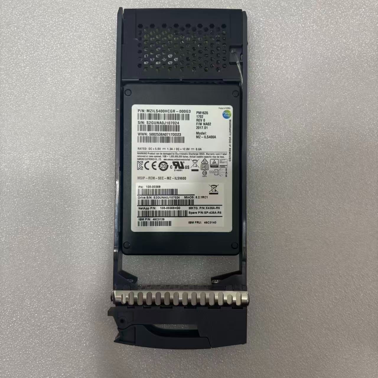 Netapp X438A MZILS400HCGR-000G3 108-00369 PM1635 400GB MZ-ILS400A SAS 12G SSD