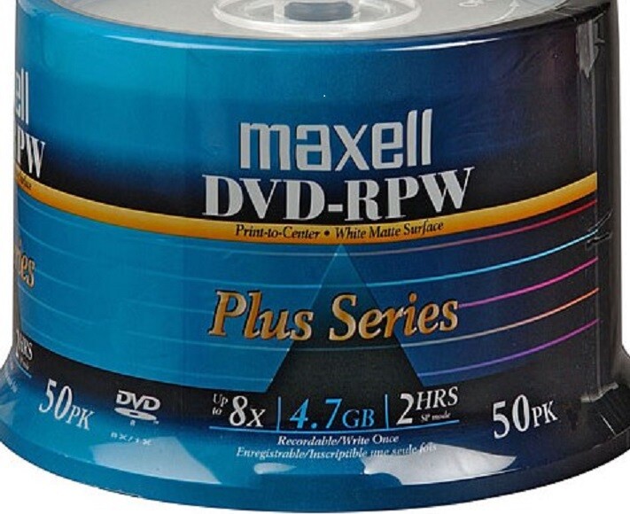 Maxell DVD - RPW White Matte Printable to Hub 8X 120 Min/2Hr. 4.7 GB 50 Pack NEW
