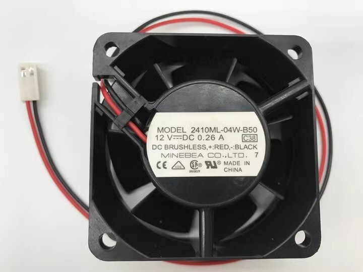 NMB 6025 2410ML-04W-B50 DC12V 0.26A 6CM 2-Pin Dual Ball Cooling Fan