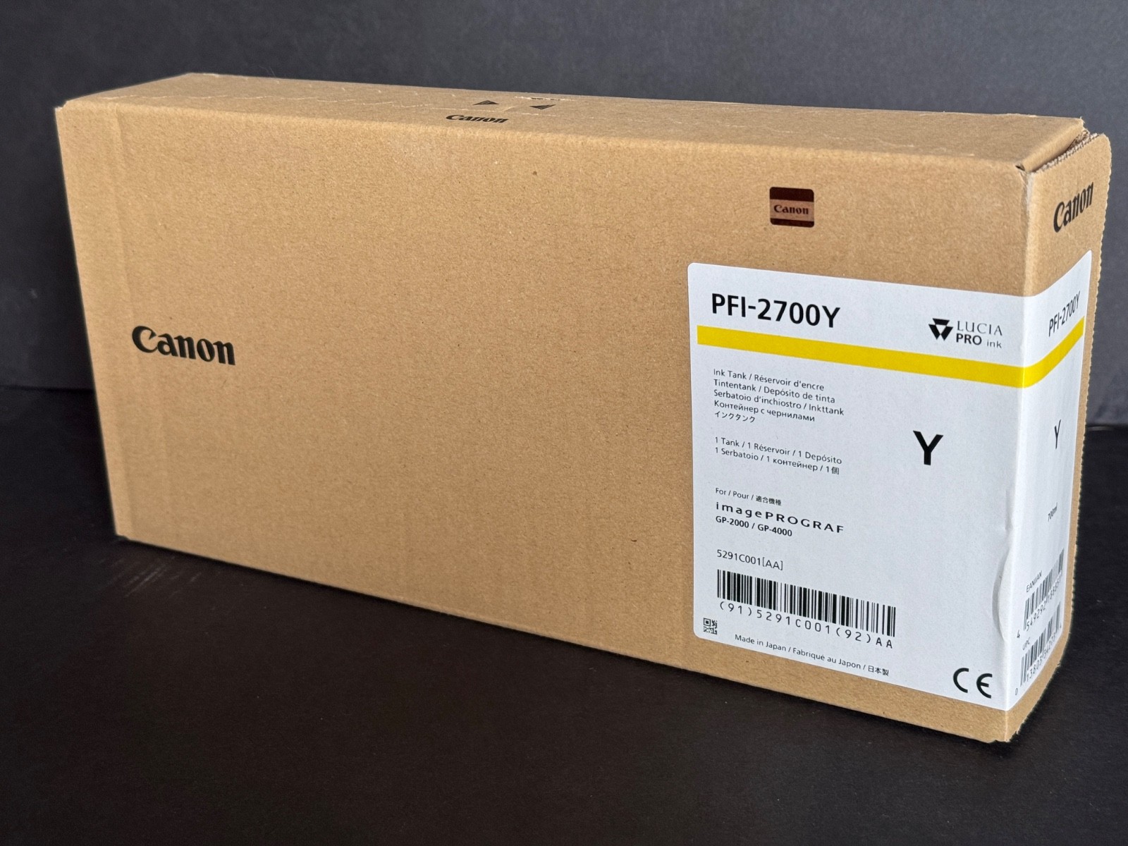 Canon PFI-2700Y ink cartridge, unopened box