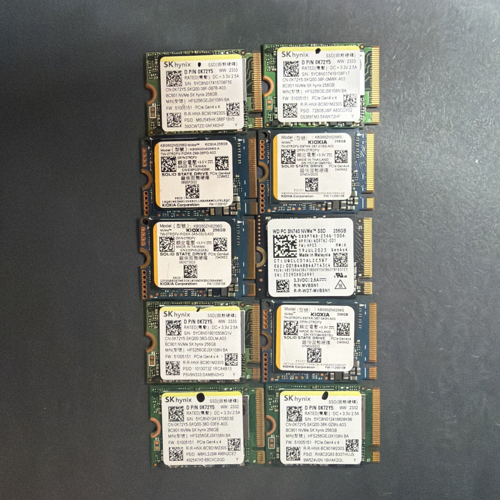 (Lot of 40) 256GB SSD NVMe M.2 Solid State Drive Laptop/PC Bulk 