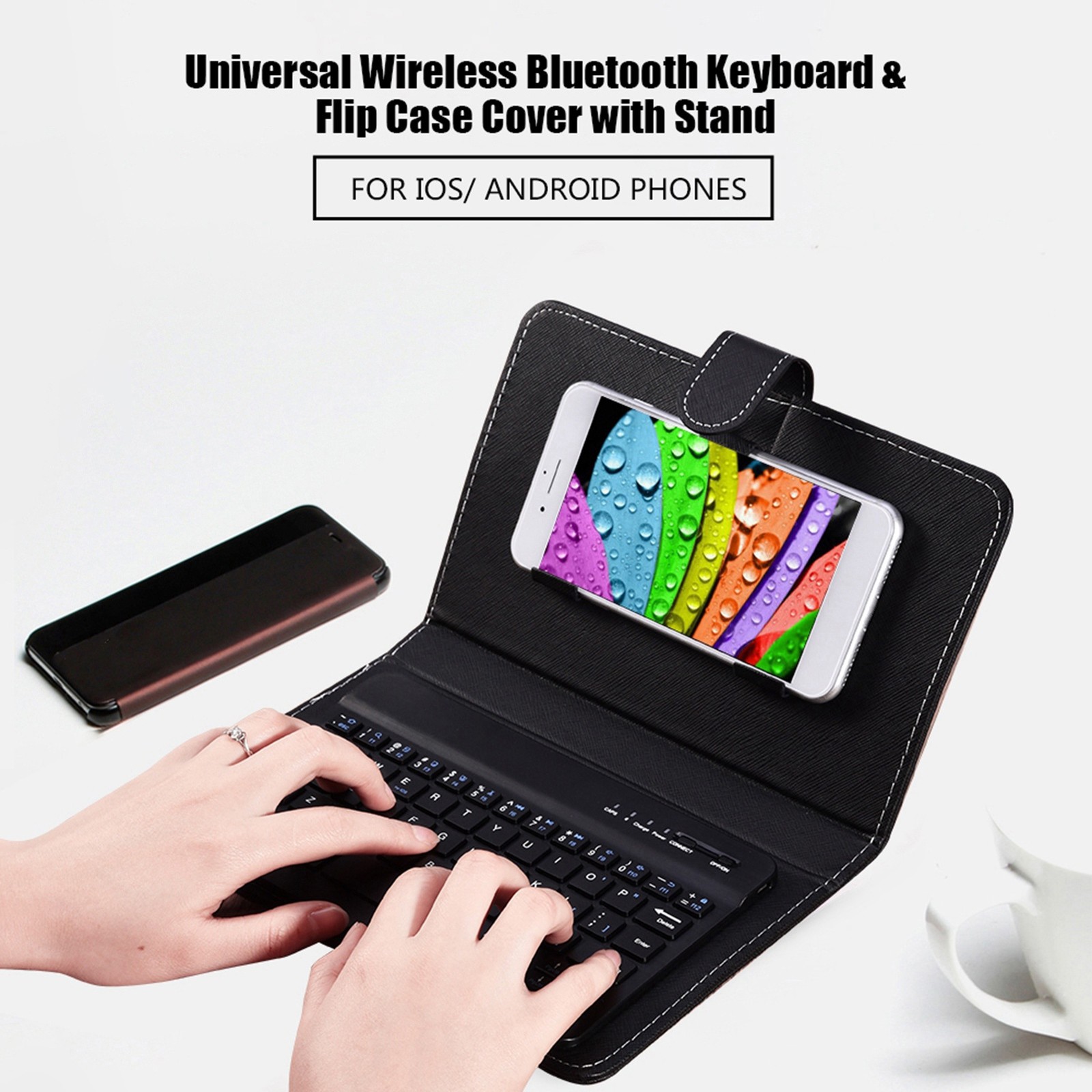 Universal Mobile Phone Bluetooth Keyboard Case Stand for 4.5-6.8" 
