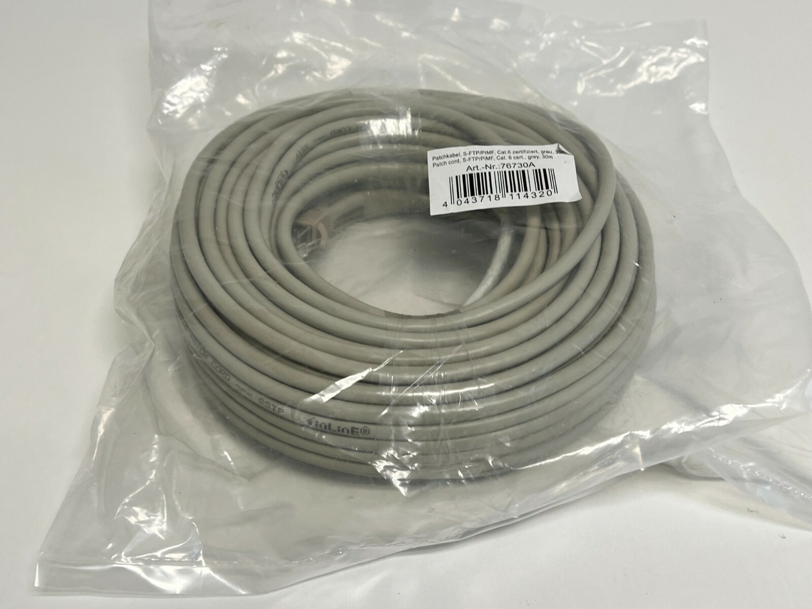 PP19: New InLine Patch Cable S/FTP PiMF Cat.6 Grey 30m