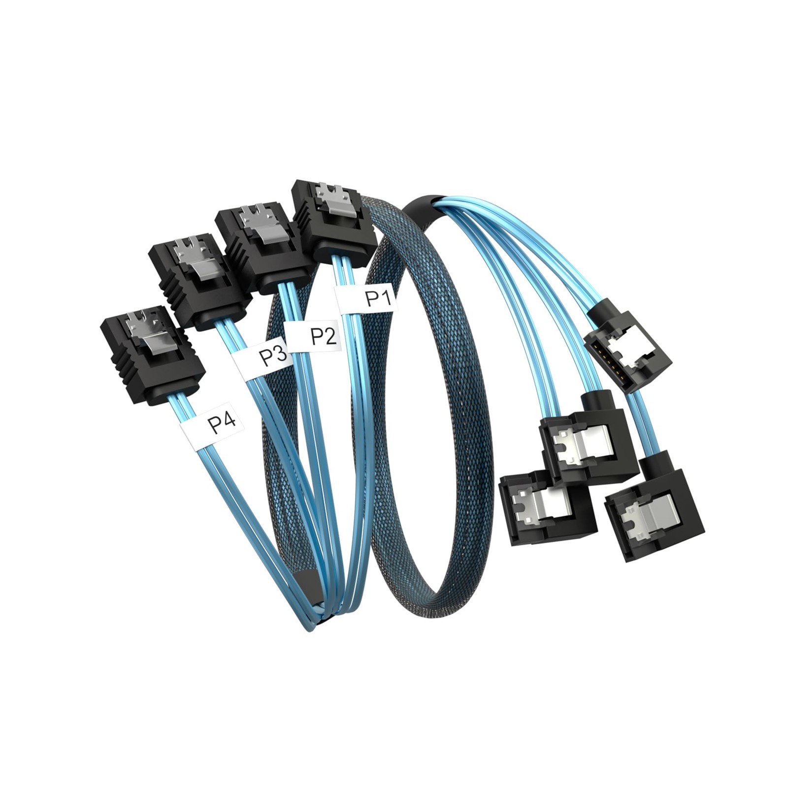 SATA-III Cable, 4-Pack 90 Degree 19 Inch 6Gbps Right Angle Data Cable Replacemen