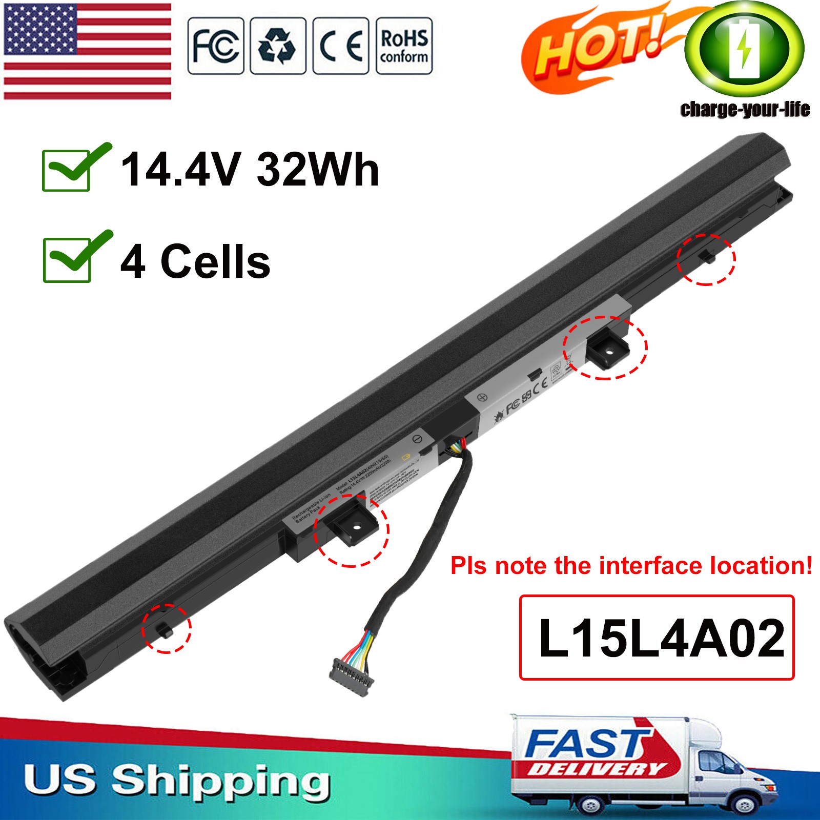 ✅L15L4A02 L15S4A02 Battery For Lenovo IdeaPad V110-15ISK V310-14ISK V310-15ISK