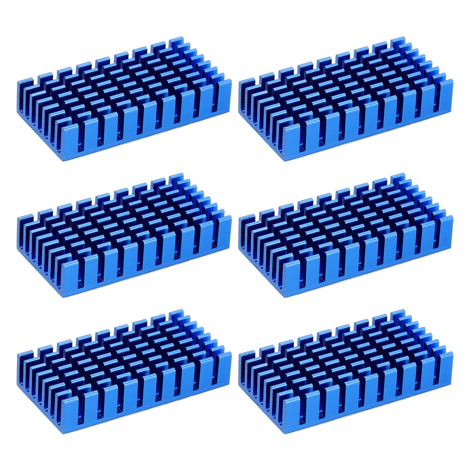 6 Pack Heatsink 50x25x10mm Aluminum Heat Sink with Thermal Blue Sticker Blue