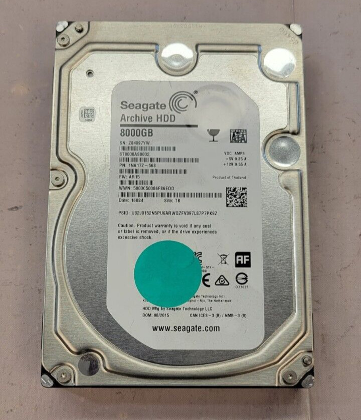 Seagate Archive 8TB SATA HDD - ST8000AS0002 - TESTED AND WIPED
