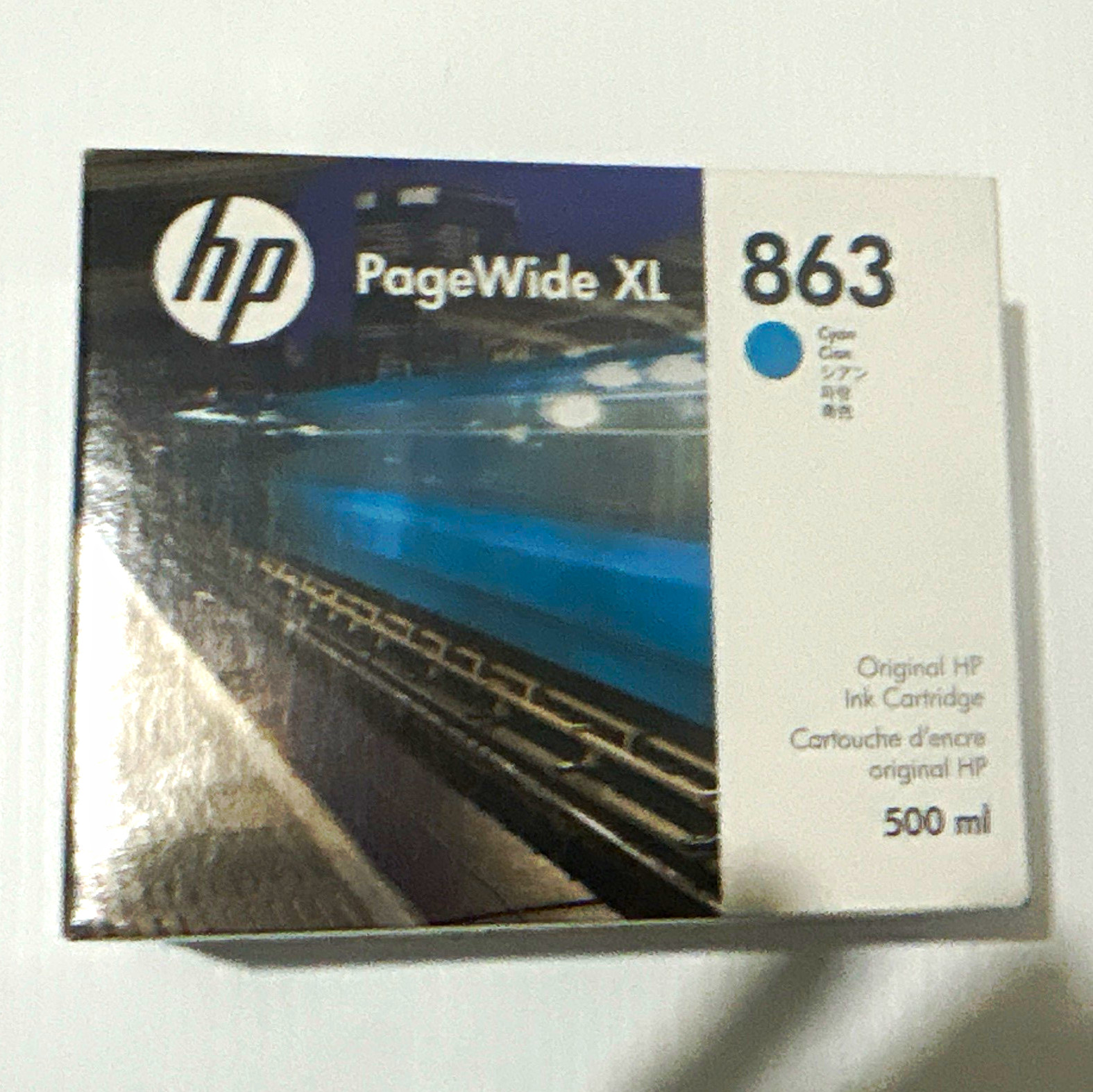 Genuine HP PageWide XL 863 Cyan Ink Cartridge 500ml (F9K40A)