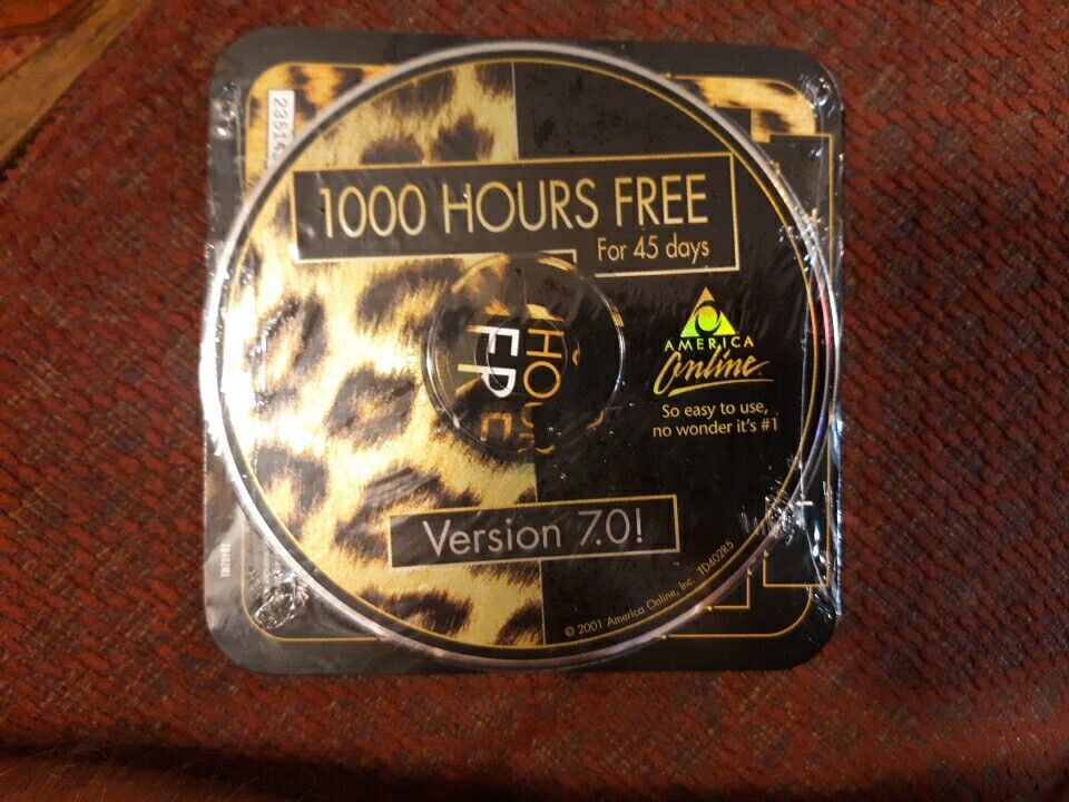 Collector's CD AOL America Online 1000 Hours Free -Sealed 7.0 -  Leopard Print 