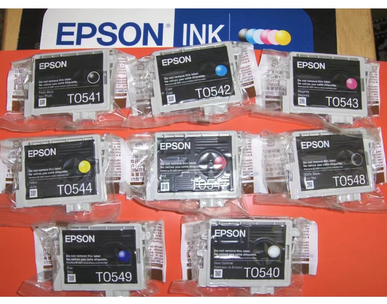 Set 8 Genuine Epson R800 R1800 inks T0540-T0549 T054 54 T0540/1/2/3/4/7/8/9