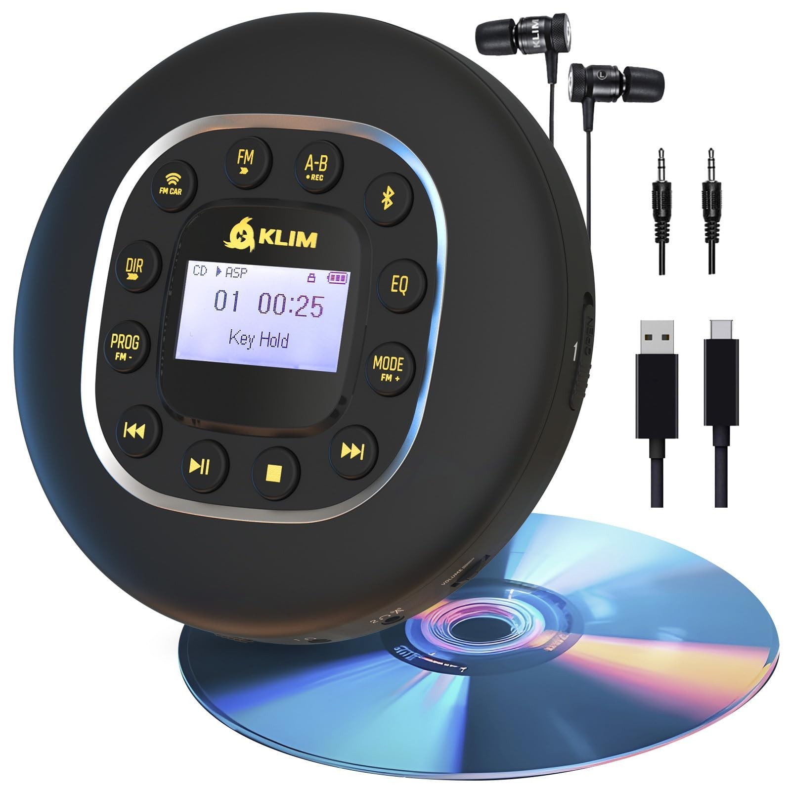 KLIM Journey - Portable CD Player Walkman with Long-Lasting Battery - New - w...