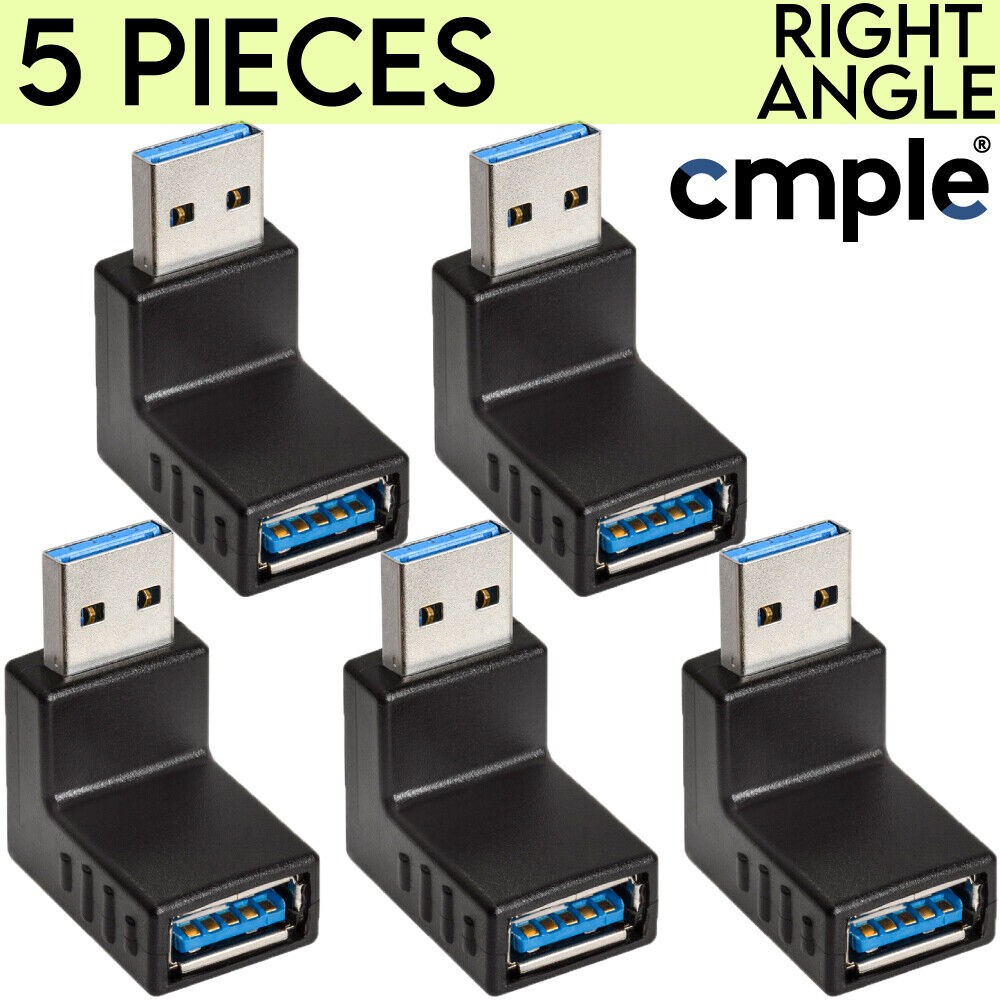 5 x USB 3.0 Right Angle Adapter USB Coupler Gender Changer 90 Degree USB Adapter