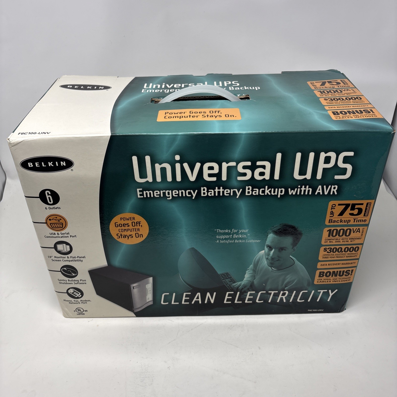 Belkin Universal UPS Emergency Battery Back Up With AVR F6C100-UNV￼